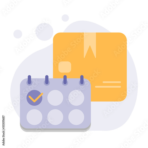 Delivery of Goods. Parcel Management, unloading and Dispatching, and delivery calendar. Vector illustration. Cartoon minimal style.
