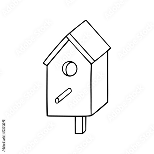 Hand drawn nesting boxes doodle. Birdhouse in sketch style.  Vector illustration isolated on white background.