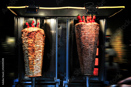 Chicken and meat doner kebab. photo