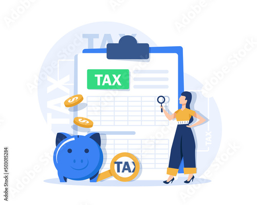 Tax deduction. Concept of tax return,optimization, duty, financial accounting