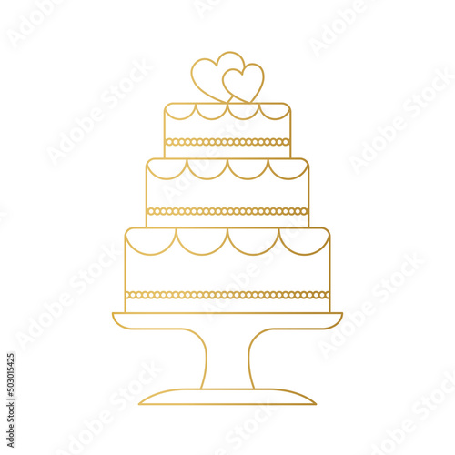 golden wedding cake icon- vector illustration