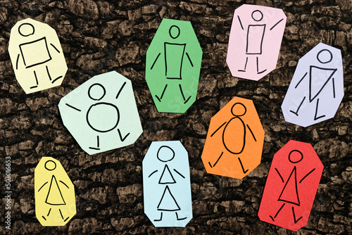 Fotografia Group of paper notes people of different shapes
