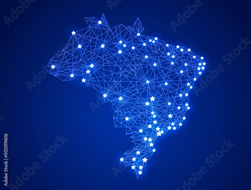 Glowing communication network map of Brazil