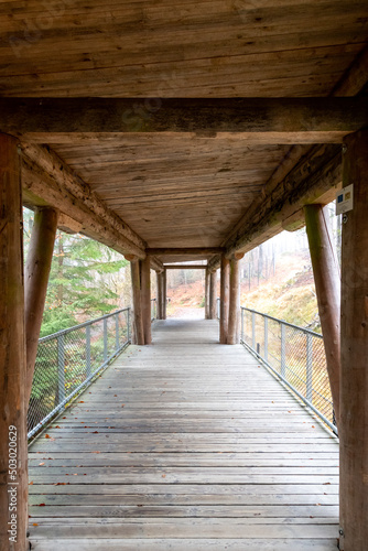 Covered wooden bridge