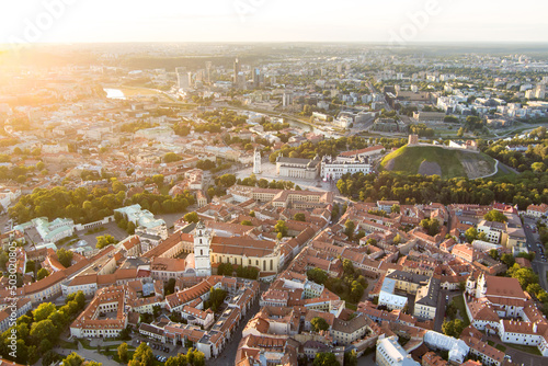 Aerial view of Vilnius Old Town  one of the largest surviving medieval old towns in Northern Europe. Summer landscape of Old Town of Vilnius  Lithuania