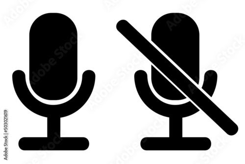 Simple vector Set 2 Silhouette of Microphone, on and off