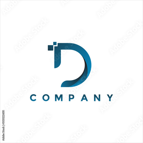 Modern letter D data logo illustration design