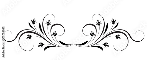 Vintage floral ornament for greeting card isolated on white