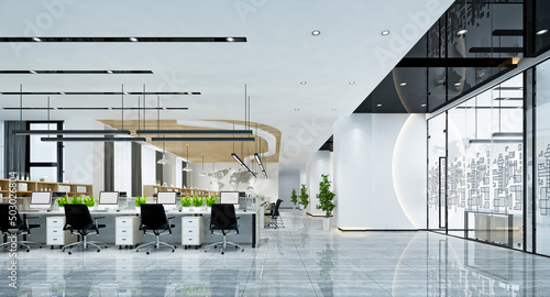 3d render of open office working space © murattellioglu