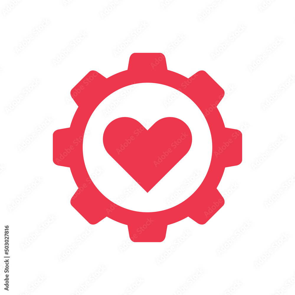 Heart and gear logo icon design, cogwheel and love symbol vector Heart and gear logo icon design, cogwheel and love symbol vector