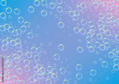 Bathtub foam. Detergent soap bubble and suds for bath. Shampoo. Rainbow fizz and splash. Realistic water frame and border. Aqua 3d vector illustration banner. colorful liquid bathtub foam.