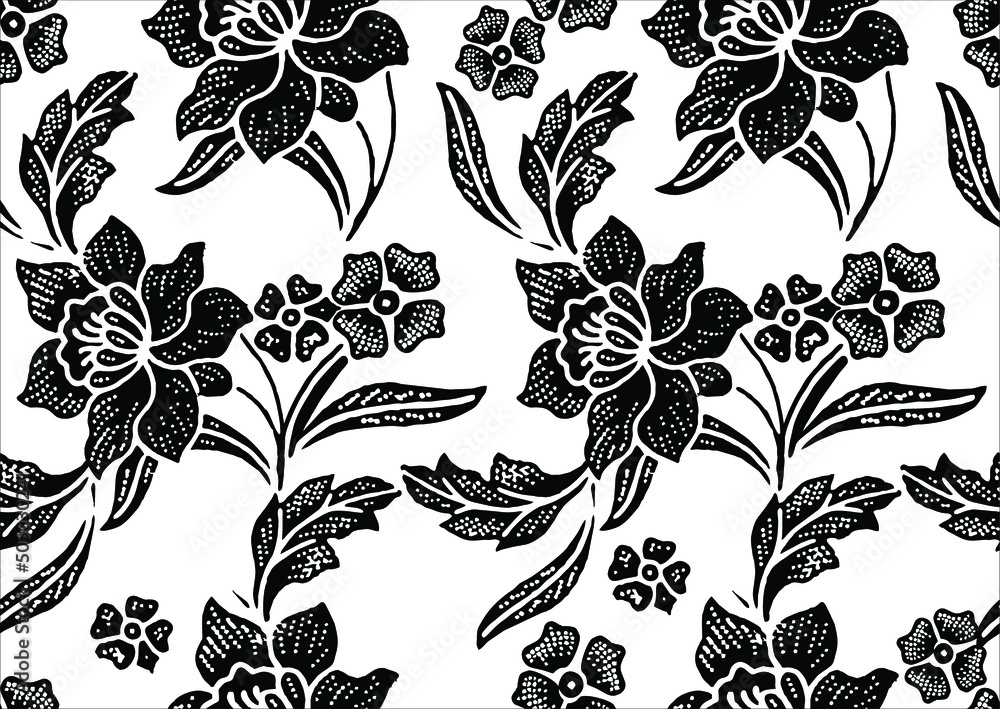 Indonesian batik motifs with very distinctive plant patterns