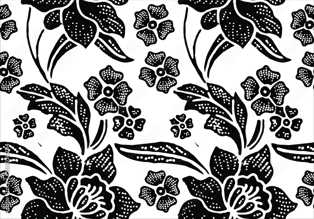Indonesian batik motifs with very distinctive plant patterns Indonesian batik motifs with very distinctive plant patterns
