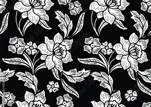 Plant Motif, Indonesian batik motifs with very distinctive, exclusive plant patterns. vector EPS 10