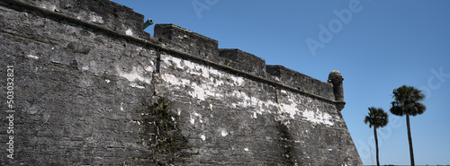Panoramic image of one of the coquina walls of the Castillo
San Felipe in old st augustine photo