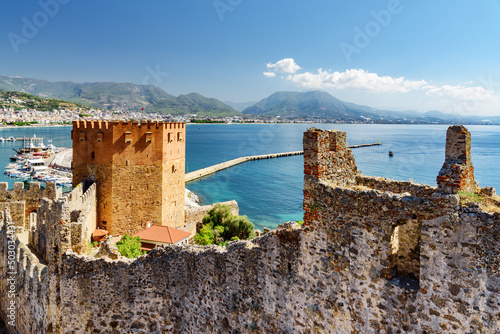Принти на полотні View of Red Tower from fortress walls of Alanya Castle
