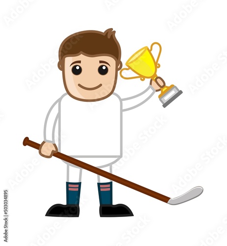 Ice Hockey Winner Cartoon Character
