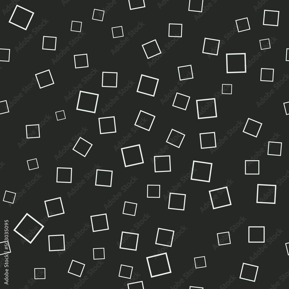 The squares are white and black background. Scattered square shapes across the canvas. Vector.