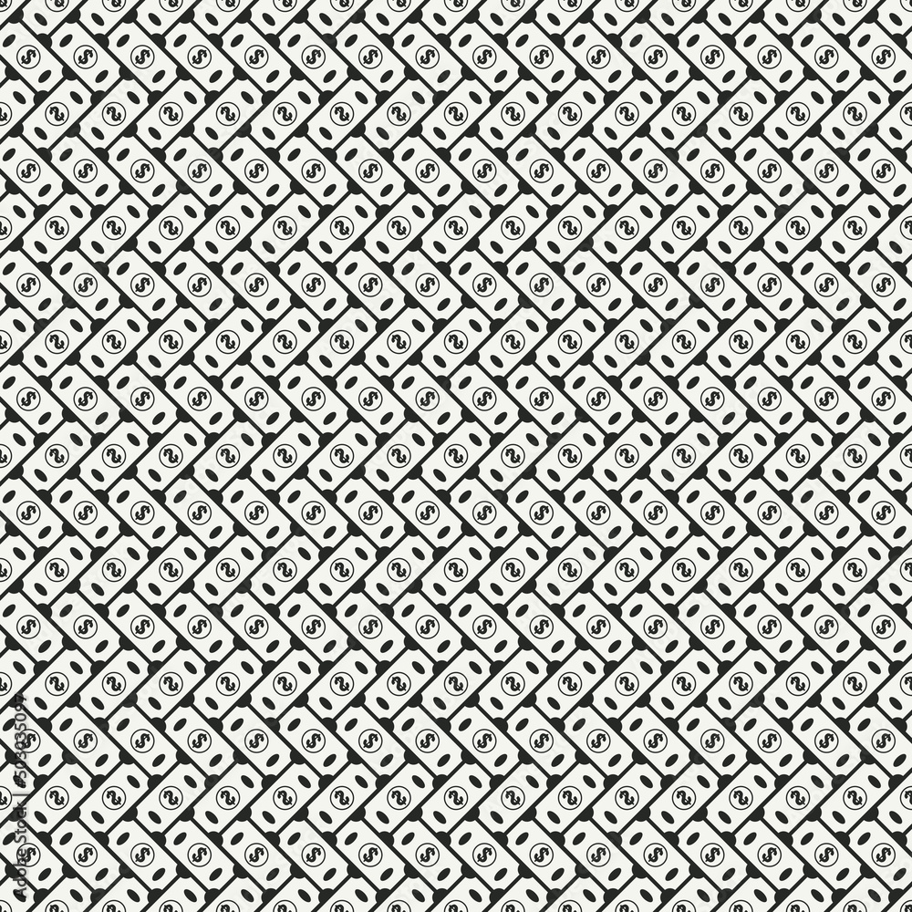 Dollar bills black and white vector pattern. Dollar bills black and white vector pattern.