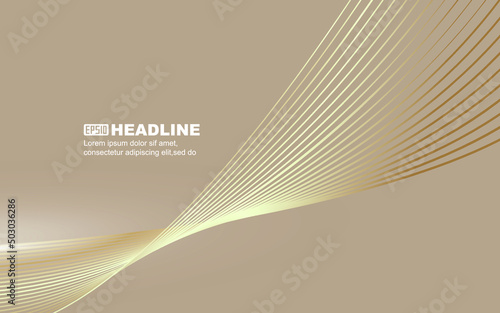 Golden curved smooth lines abstracted vector background