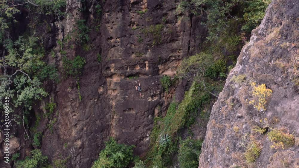 Rising view of rock climber in Guatemala Rising view of rock climber in Guatemala