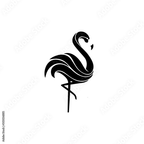 flamingo silhouette logo on white background