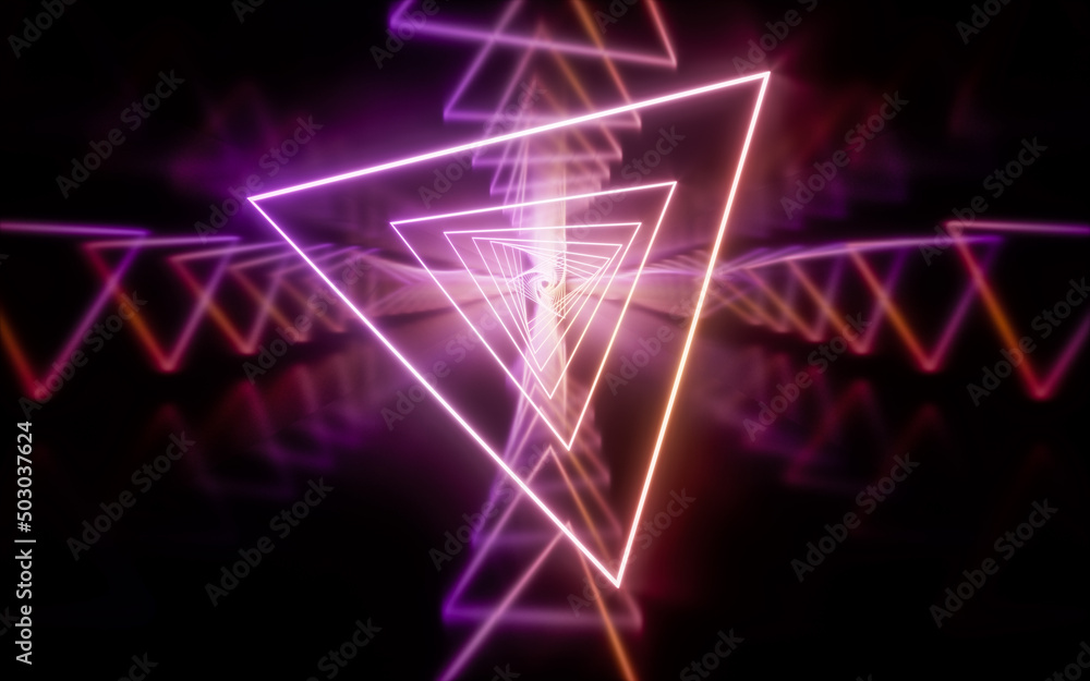 Glowing neon lines tunnel, 3d rendering. Glowing neon lines tunnel, 3d rendering.