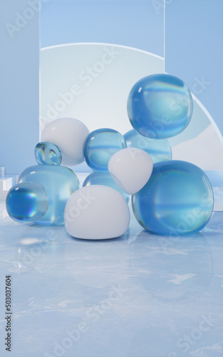 Soft balls, creative geometric background, 3d rendering.