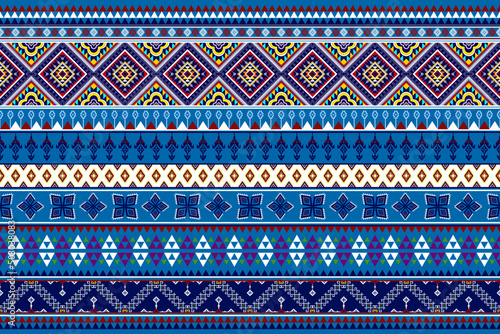 Ikat geometric abstract ethnic pattern design. Aztec fabric carpet mandala ornaments textile decorations wallpaper. Tribal boho native ethnic turkey traditional embroidery vector background 
