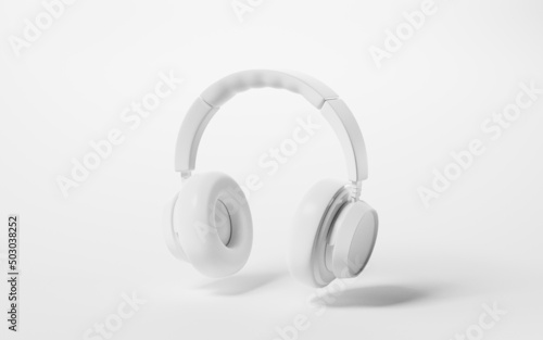 Headphones gaming headset, 3d rendering. Listening audio electronic device.