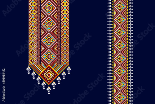Neckline embroidery design. Aztec fabric carpet mandala ornaments textile ethnic pattern necklace. Turkey traditional embroidery neck.