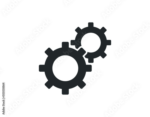 Metal gears and cogs vector. Gear icon flat design. Mechanism wheels logo. Cogwheel concept template.