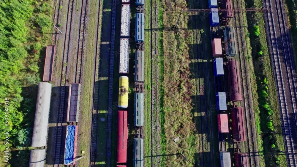 Railway Station with lots of Lines and Freight Trains Railway Station with lots of Lines and Freight Trains