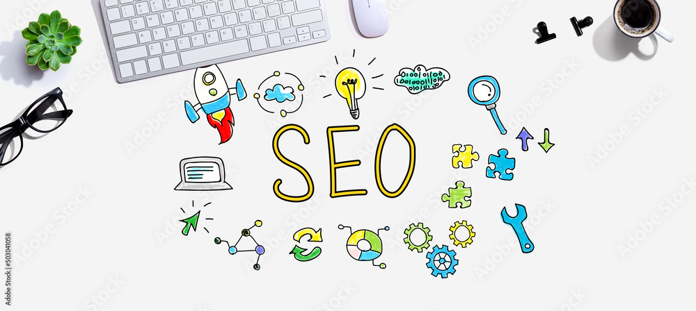 SEO with a computer keyboard and a mouse SEO with a computer keyboard and a mouse