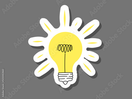 Sticker burning light bulb - idea symbol.
