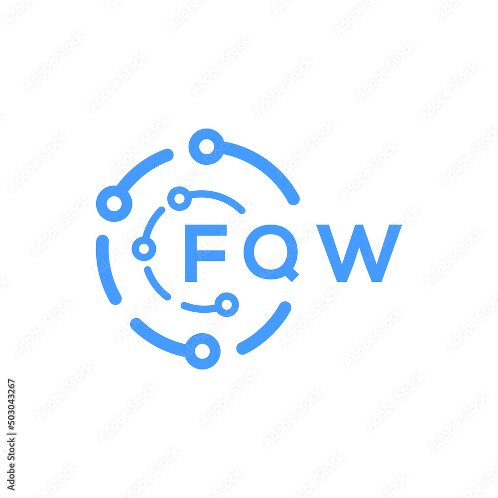 FQW technology letter logo design on white  background. FQW creative initials technology letter logo concept. FQW technology letter design.
