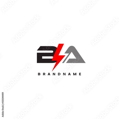 Letter BA logo combined with lightning icon shape