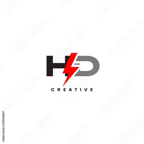 Letter HD logo combined with lightning icon shape