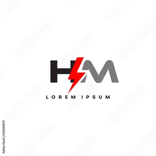 Letter HM logo combined with lightning icon shape