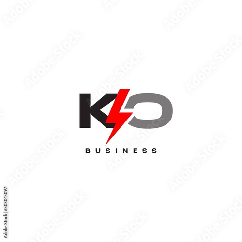 Letter KO logo combined with lightning icon shape