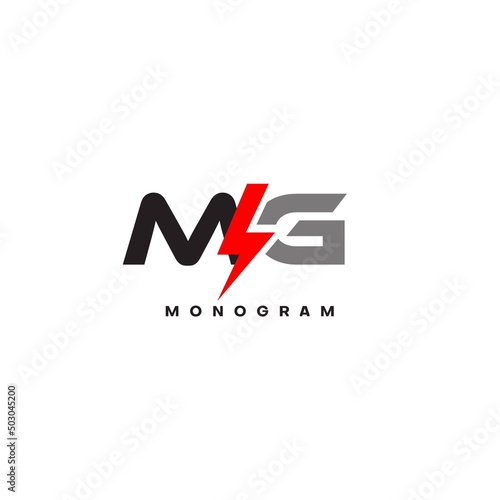 Letter MG logo combined with lightning icon shape