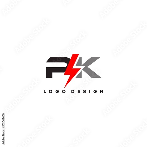 Letter PK logo combined with lightning icon shape