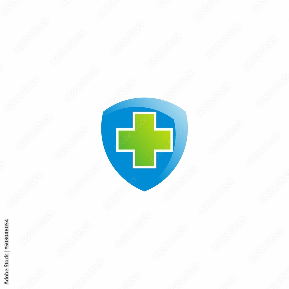 Health medical logo icon design template. Cross and shield icon vector. Health medical logo icon design template. Cross and shield icon vector.
