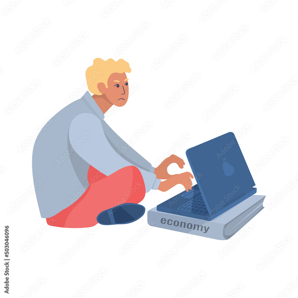 A male freelancer or designer or IT specialist works at a laptop. Remote work and freelance A male freelancer or designer or IT specialist works at a laptop. Remote work and freelance