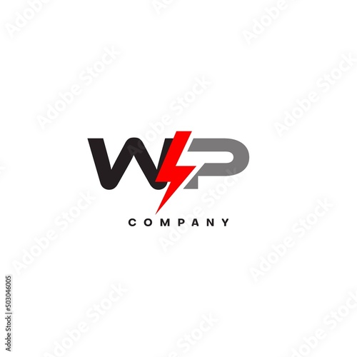 Letter WP logo combined with lightning icon shape