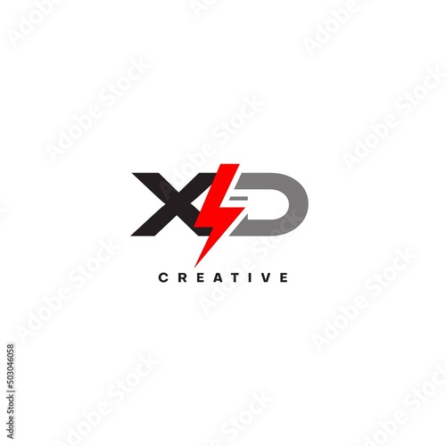 Letter XD logo combined with lightning icon shape photo