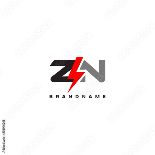Letter ZN logo combined with lightning icon shape