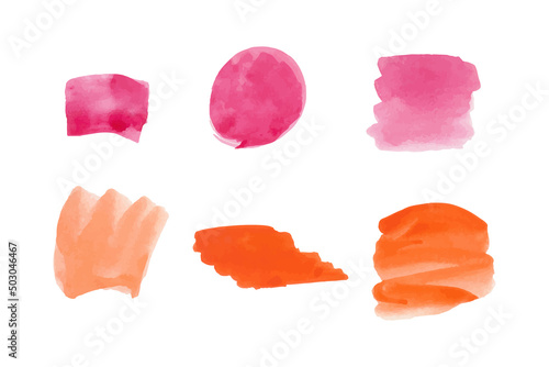 Set of drawn brushes strokes stains watercolor technique