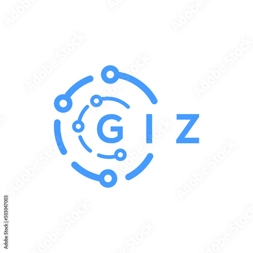 GIZ technology letter logo design on white  background. GIZ creative initials technology letter logo concept. GIZ technology letter design. photo