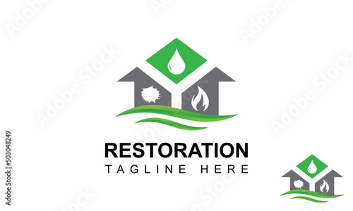 Restoration Logo Design Template With Natural Home.